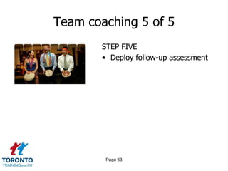 Team coaching 5 of 5
        STEP FIVE
        • Deploy follow-up assessment




         Page 63
 