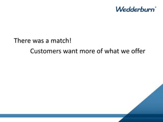 There was a match!
Customers want more of what we offer
 