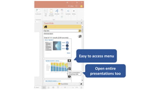 Easy to access menu
Open entire
presentations too
 