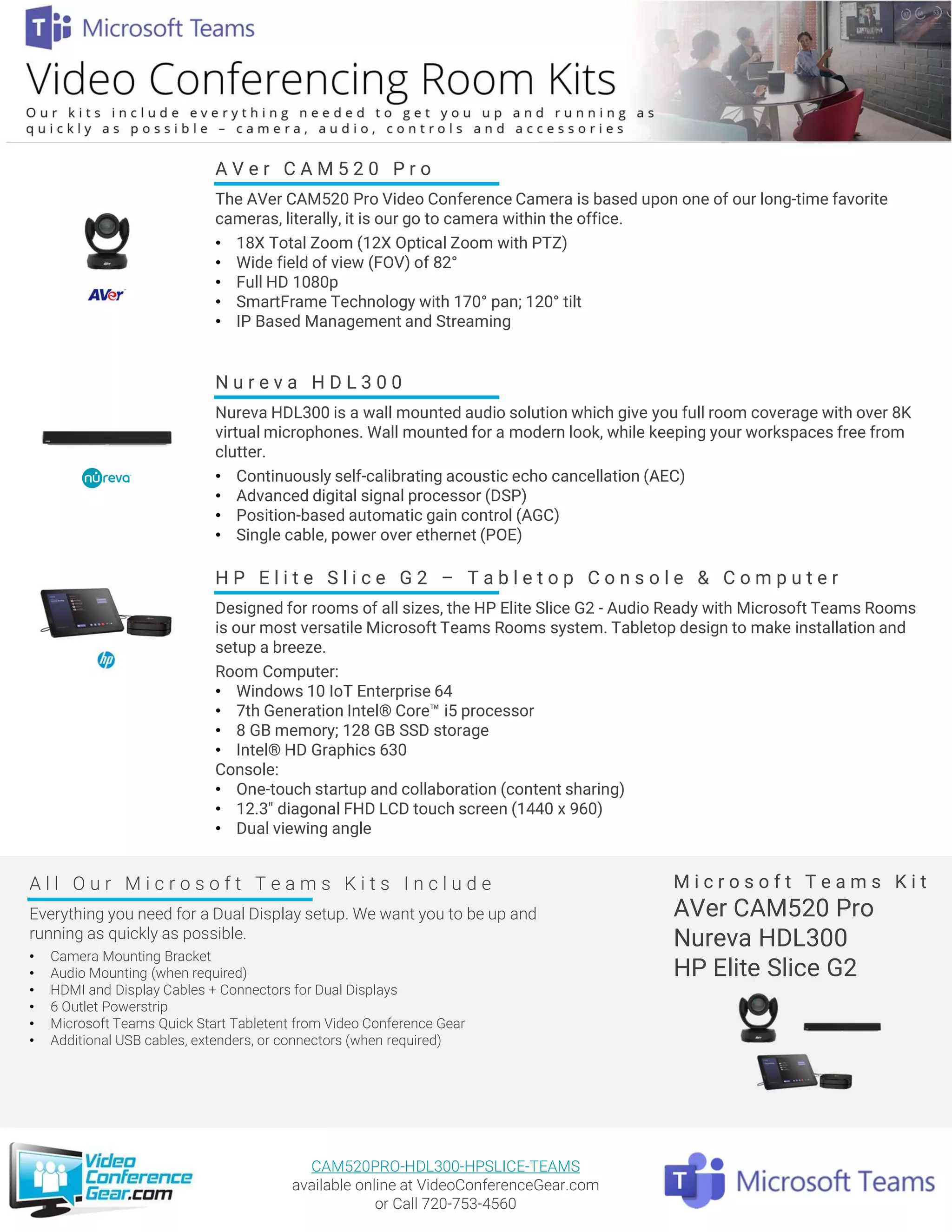 Microsoft Teams Kits from Video Conference Gear featuring the AVer