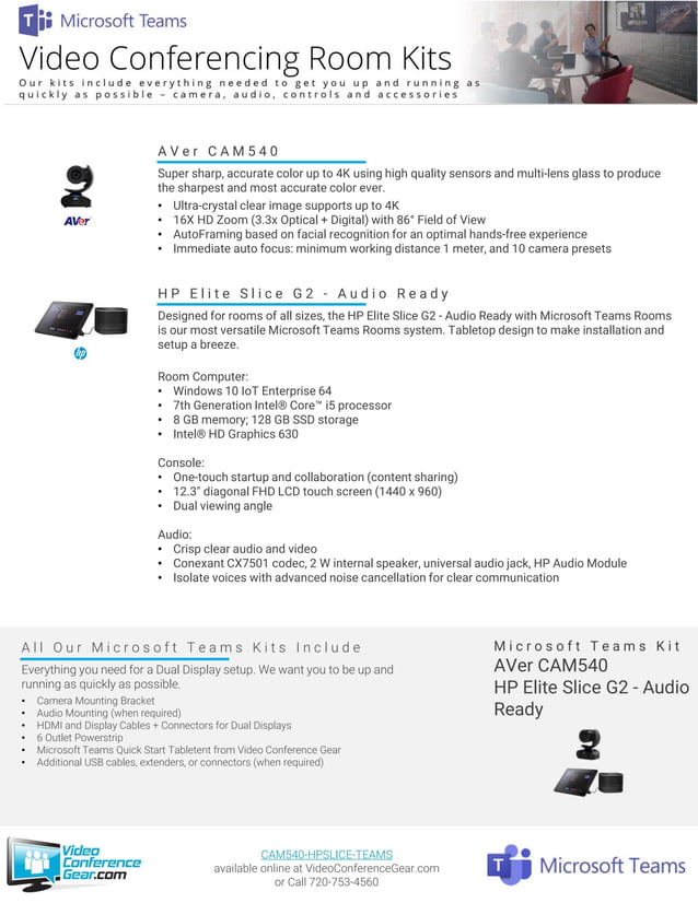 Microsoft Teams Kits from Video Conference Gear featuring the AVer