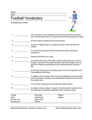 Team Sport Vocabulary 5 team sport worksheet 1º ESO Secciones | PDF
