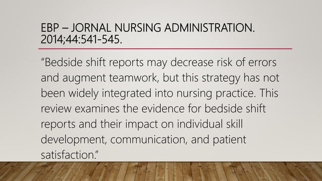 Bedside Shift Report in Medical Surgical Unit TeamStepps 2.0 Teach-Back ...