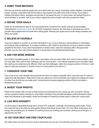 Jim Rohn Goal Setting List.pdf HOW TO APPLY JIM ROHN’S 13 WAYS TO IMPROVE YOUR LIFE | PDF