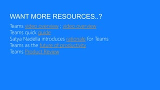 REVIEW
What’s the purpose of Teams?
How would you use it?
 