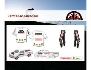 Formas	
  de	
  patrocínio	
  




                                 Patrocínio	
     Apoio	
  
 