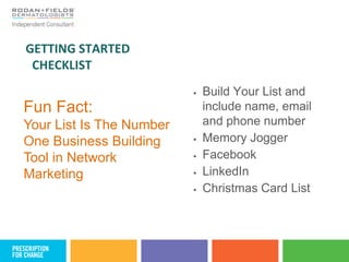 GETTING STARTED
 CHECKLIST
                          Build Your List and
Fun Fact:                 include name, email
You...