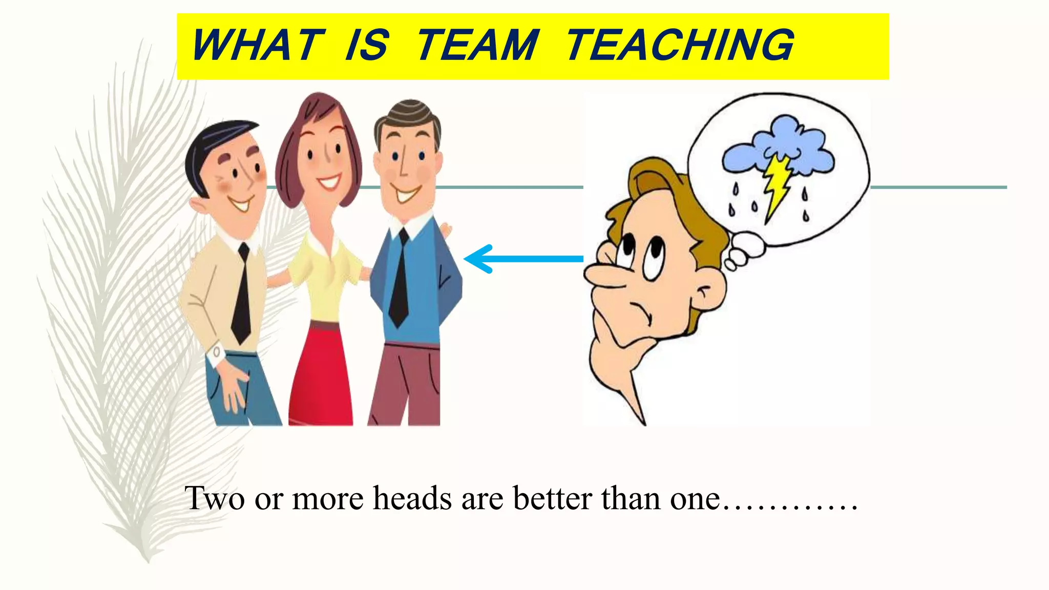 Two or more heads are better than one…………
WHAT IS TEAM TEACHING
 