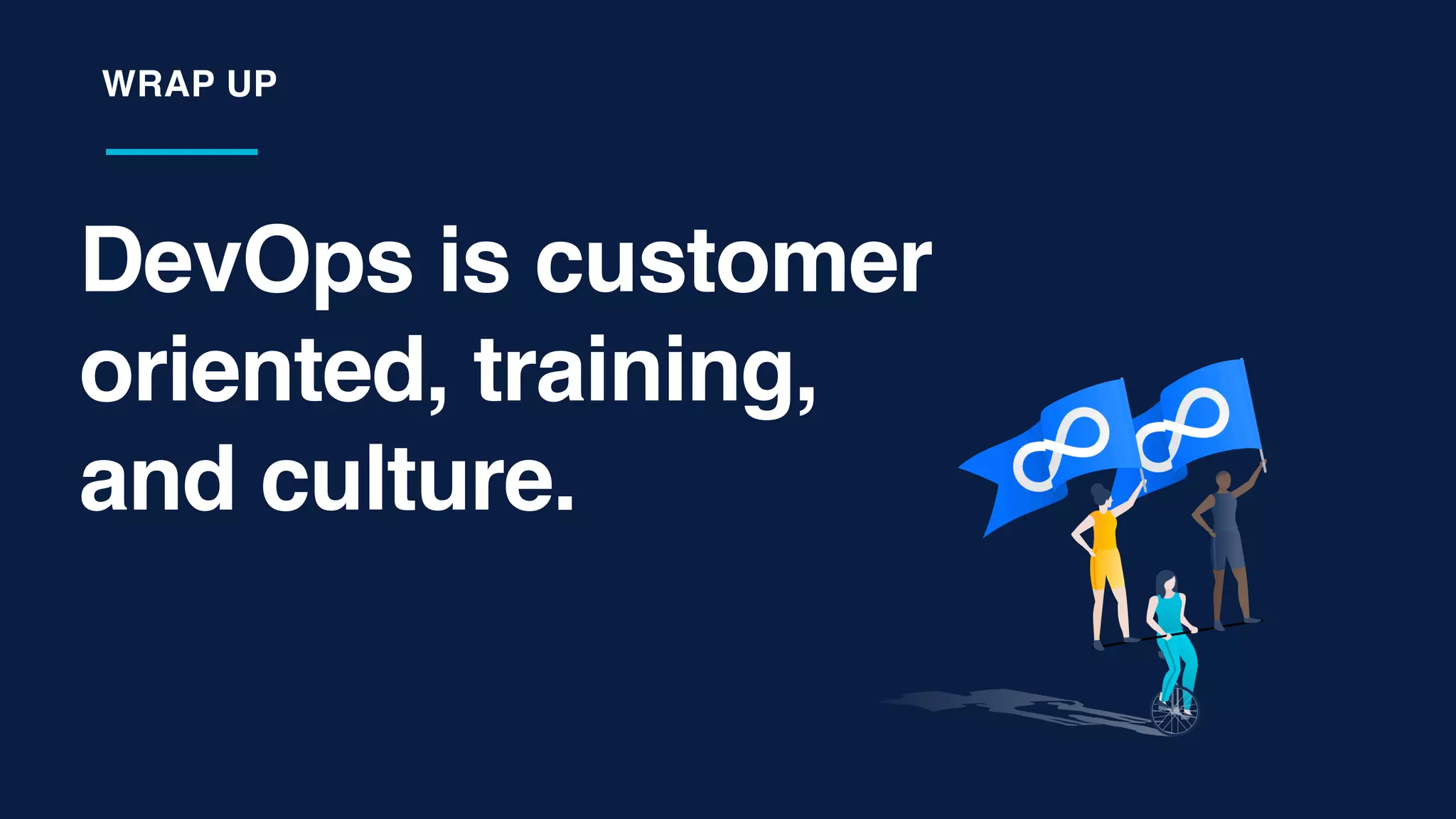 DevOps is customer
oriented, training,
and culture.
WRAP UP
 