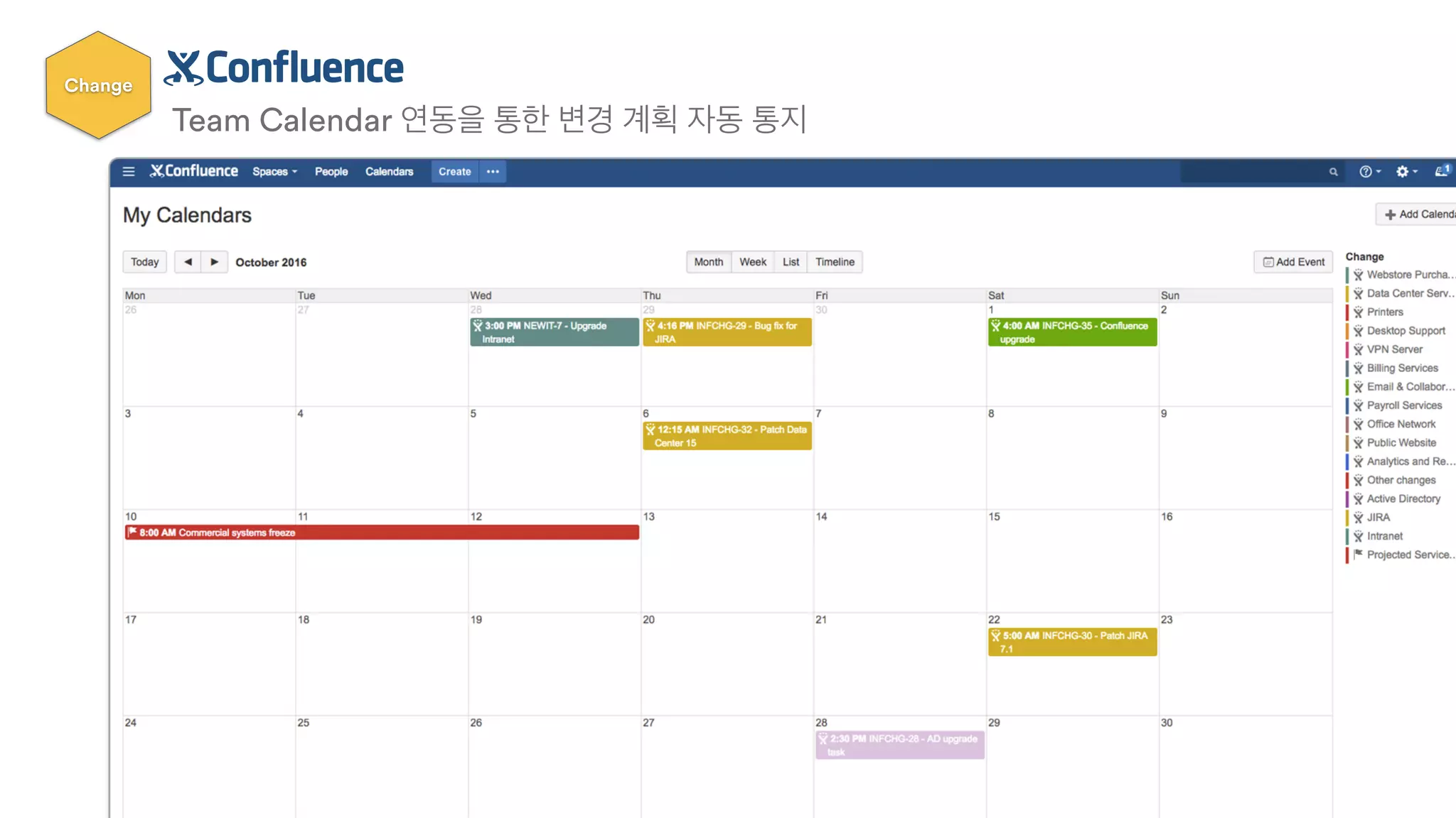 Change
Team Calendar 연동을 통한 변경 계획 자동 통지
 