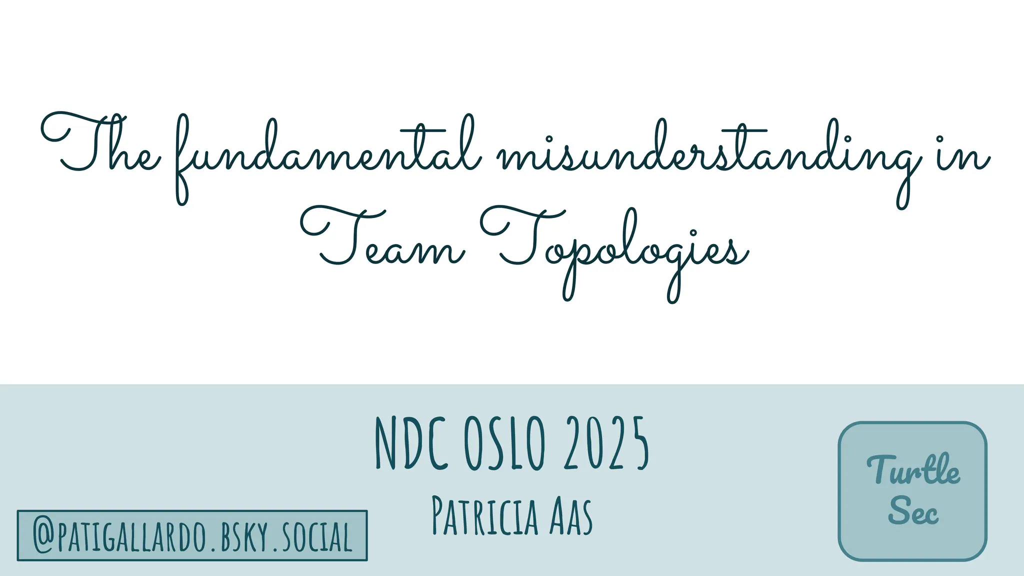 TurtleSec
5
@patigallardo.bsky.social
The fundamental misunderstanding in
Team Topologies
NDC OSLO 2025
Patricia Aas
Turtle
Sec
 