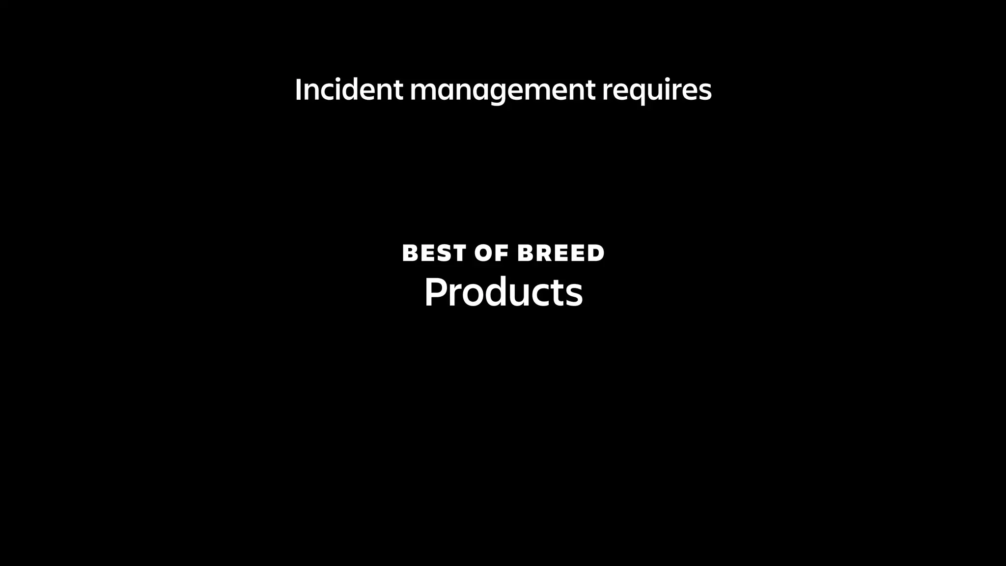BEST OF BREED
Products
Incident management requires
 