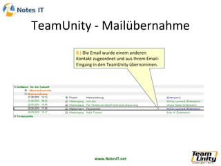 8.)  Die Email wurde einem anderen Kontakt zugeordnet und aus Ihrem Email-Eingang in den TeamUnity übernommen. 