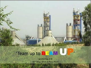 ‘Team up to BEAM UP’
workshop # 8
30th May, 2013 at Pezu Plant
 