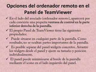 Opciones del ordenador remoto en el
Panel de TeamViewer






 