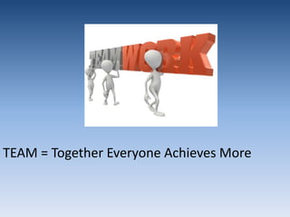 TEAM = Together Everyone Achieves More 