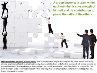 A group becomes a team when
                                                              each member is sure enough of
  ...