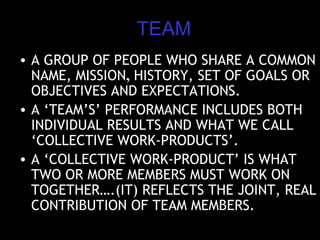 What makes a good team?
• An open, pleasant
environment
• Well planned and
structured meetings
• The support of
superiors
 