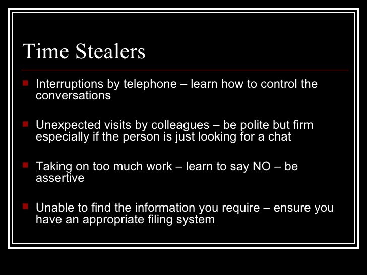 Team Working, Task Management & Time Stealers