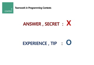 Teamwork in programming contests | PDF