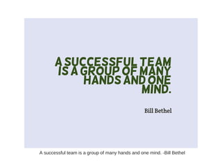 A successful team is a group of many hands and one mind. -Bill Bethel
 