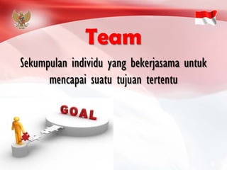 Sekumpulan individu yang bekerjasama untuk mencapai suatu tujuan tertentu Team  