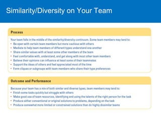 Similarity/Diversity on Your Team 
 