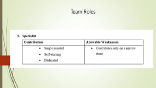Team Roles
 