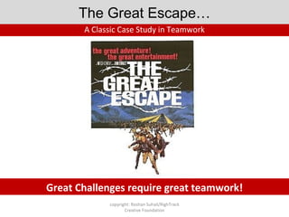 The Great Escape… A Classic Case Study in Teamwork Great Challenges require great teamwork! copyright: Roshan Suhail/RighTrack Creative Foundation 