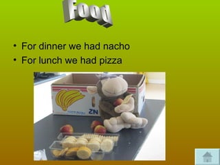 For dinner we had nacho For lunch we had pizza Food 
