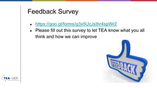 Feedback Survey
● https://goo.gl/forms/g3x5UcJxIhr4spWr2
● Please fill out this survey to let TEA know what you all
think and how we can improve
 