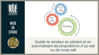 WEB
IN
STORE
Guider le vendeur en pilotant et en
automatisant les propositions d’up-sell
ou de cross sell
 