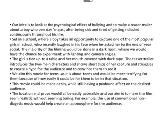 Although we realise this more of a gothic horror because of the setting/characters/props used it still is effective in enticing the audience with suspense and tension.