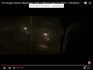 Tracking shot of
someone moving down
in an elevator showing
us what the inside of
District 13 looks like
 