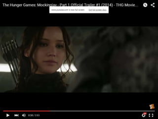 OTS Close up shot of Katniss who looks
like she is preparing for something as her
hair and make up is done.
 
