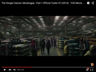 Tracking Shot as we see
weapons and space ships,
suggesting to us that a war is
about to happen.
 