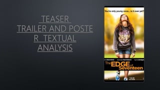 TEASER
TRAILER AND POSTE
R TEXTUAL
ANALYSIS
 
