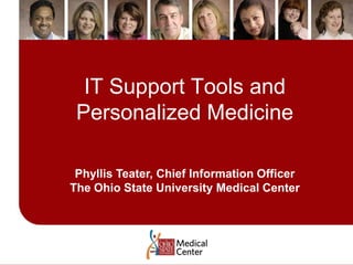 IT Support Tools and Personalized Medicine Phyllis Teater, Chief Information Officer The Ohio State University Medical Center 