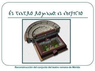 El teatro romano: el edificio
Reconstrucción del conjunto del teatro romano de Mérida
 