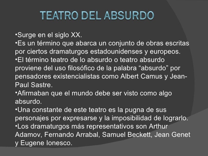 Teatro Del Absurdo Teatro Del Absurdo