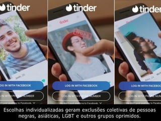 Escolhas individualizadas geram exclusões coletivas de pessoas
negras, asiáticas, LGBT e outros grupos oprimidos.
 