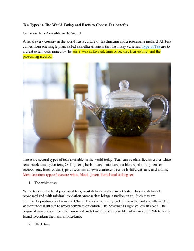 Tea Types Weight Loss Teas and Tea Health Benefits