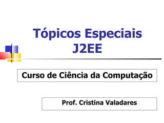 Tópicos Especiais J2EE Prof. Cristina Valadares Curso de Ciência da Computação 