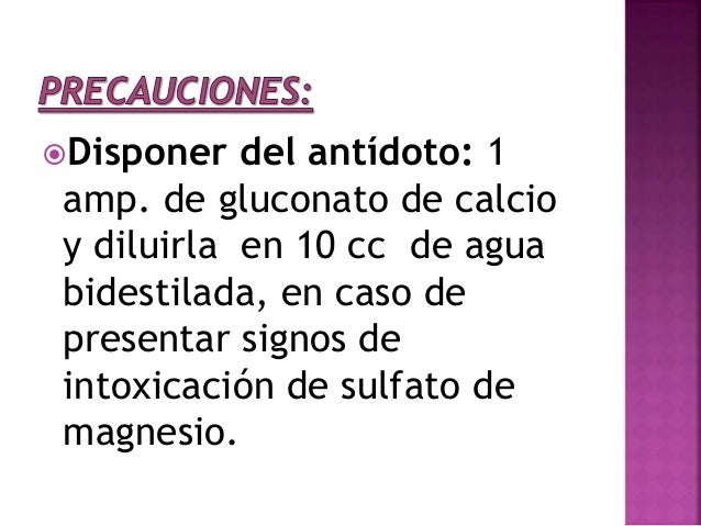 Aplicación del sulfato de magnesio - Enfermeria