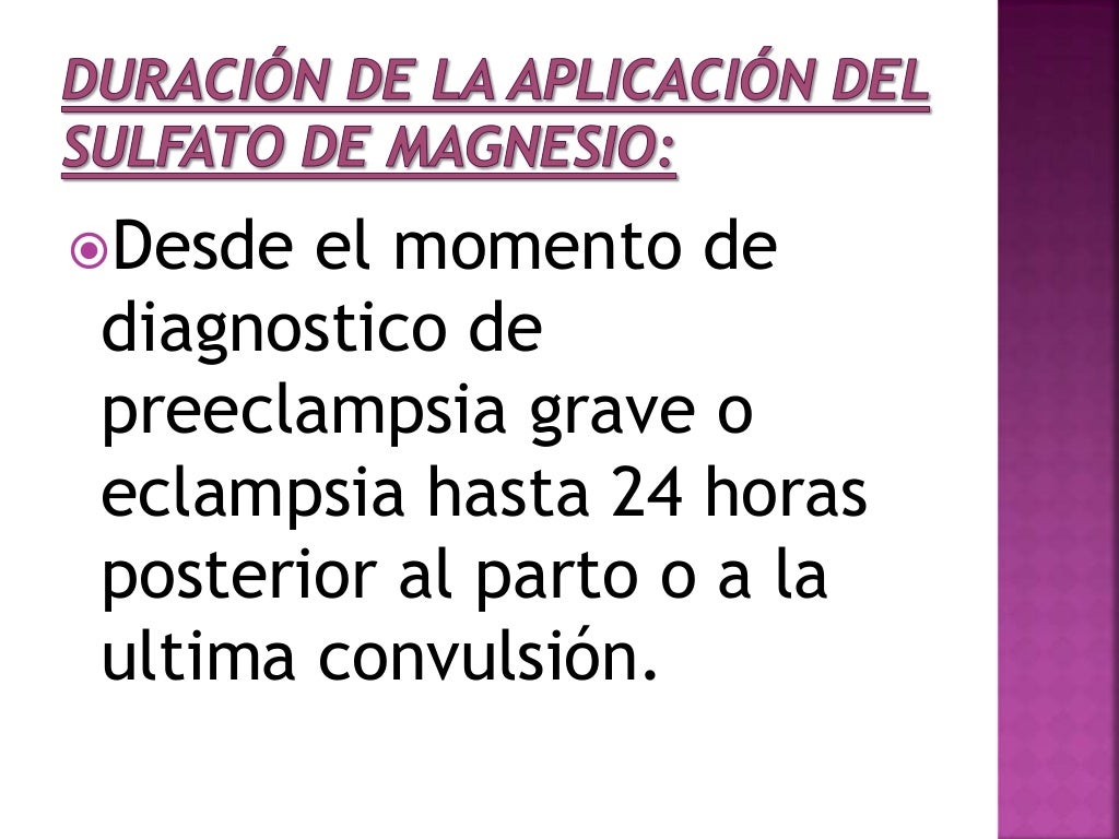 Aplicación del sulfato de magnesio Enfermeria