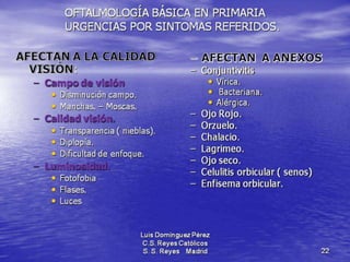 Traumatismos y urgencias oftalmólogicas