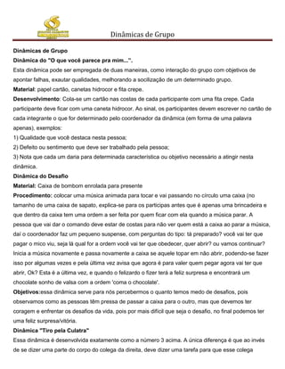 PDF) Dinâmicas de grupo, jogos e brincadeiras.