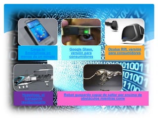 Carga tu
Smartphone en
menos de un minuto
Google Glass,
versión para
consumidores
Oculus Rift, versión
para consumidores
H...