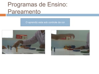 Programas de Ensino:
Pareamento
O aprendiz esta sob controle da cor
 