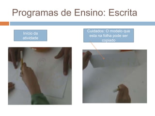Programas de Ensino: Escrita
Cuidados: O modelo que
esta na folha pode ser
copiado
Início da
atividade
 